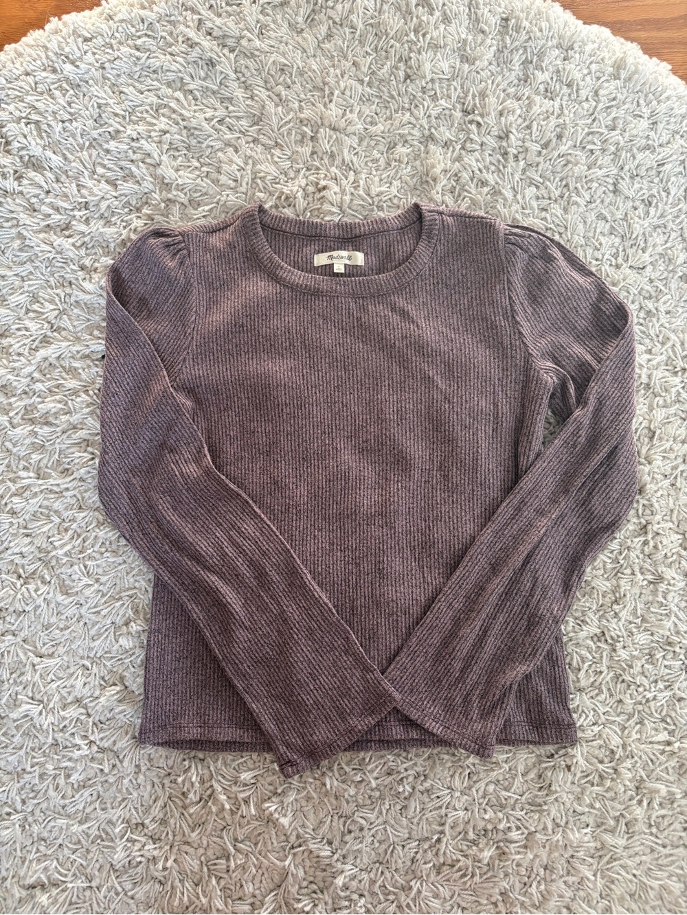 Madewell Dusty Plum Ribbed Crewneck Sweater